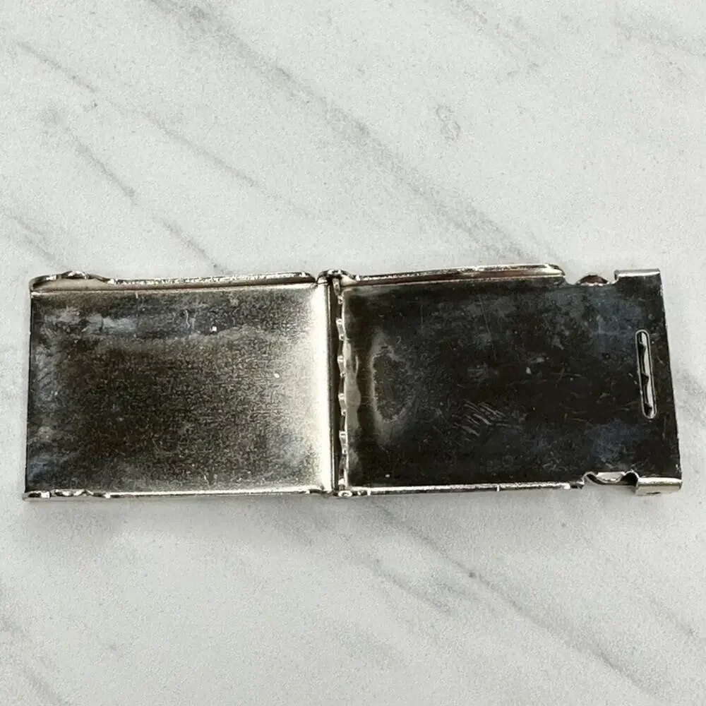 Silver Tone Web Clamp Military Style Slide Belt Buckle Simple Basic Unisex ✨